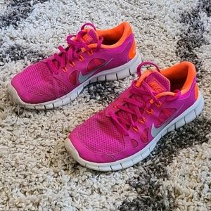 Nike Free 5.0 Running Sneakers Pink/Orange Shoes Youth Size 5.5